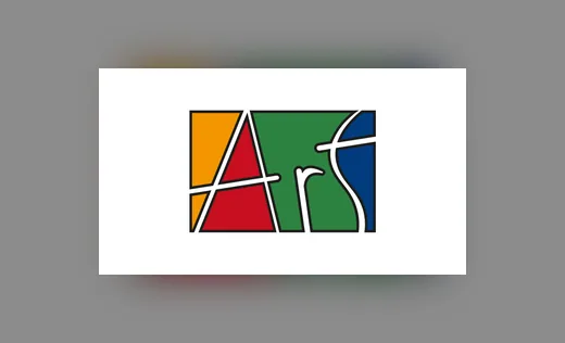 Bildmarke „Art“ aus farbigen Flächen mit schwarzer Kontur