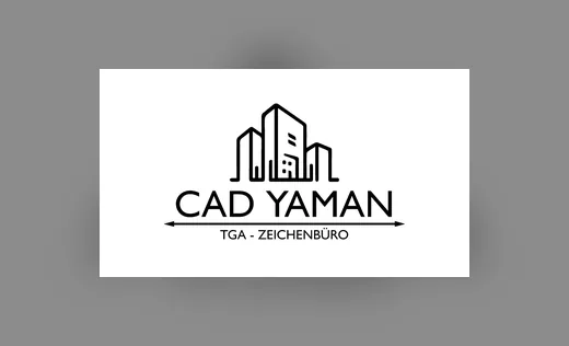Wortbildmarke CAD Yaman, TGA-Zeichenbüro, mit Gebäudekontur