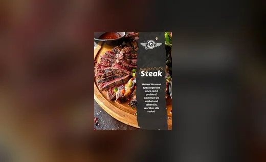 Aushang Flax für das Spezialgericht Peppercorn Steak