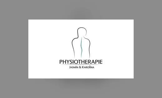 Wortbildmarke Physiotherapie Jasmin & Karolina mit Rückenkontur